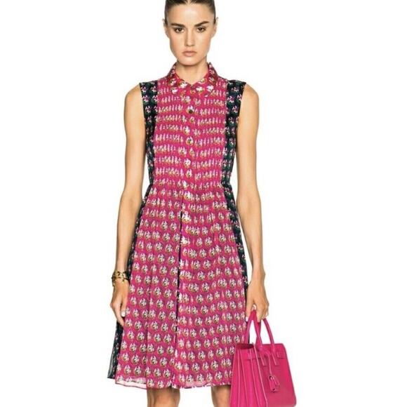 Diane Von Furstenberg Silk Sleeveless Pink Blue Colorful Floral Dress Women's 2 - Picture 2 of 7